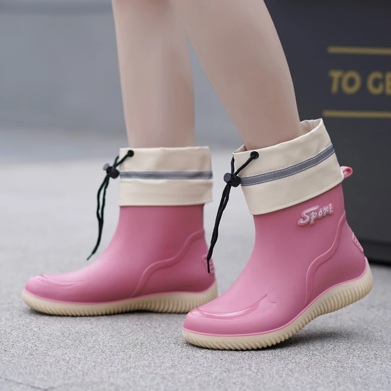 【可拆洗】雨鞋女款中筒加绒加厚时尚百搭收口防滑防水鞋工作雨胶靴