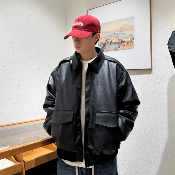 冬季新款加厚棉衣百搭复古潮流情侣日系皮衣 LF24360