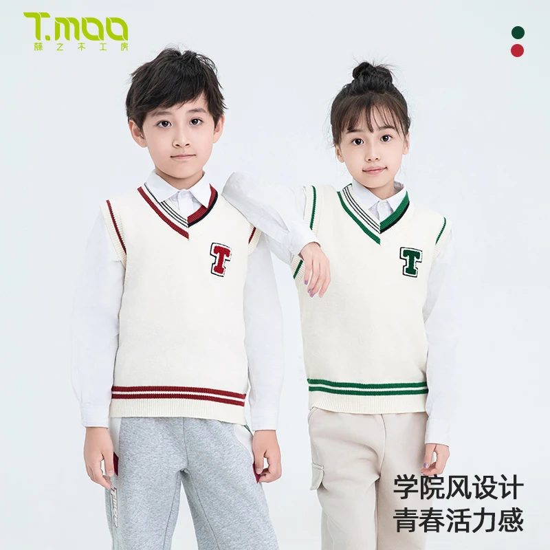 藤之木工房中大童男女秋冬青春校园风休闲马甲