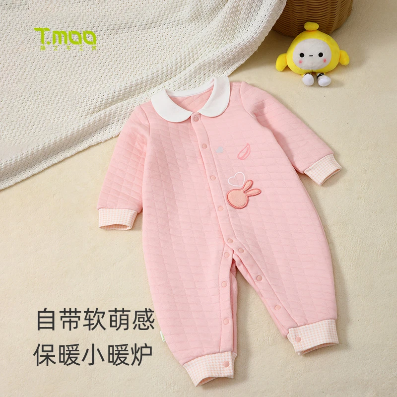 藤之木工房可爱宝宝连体衣秋冬翻领纯棉包屁衣居家哈衣爬服睡衣