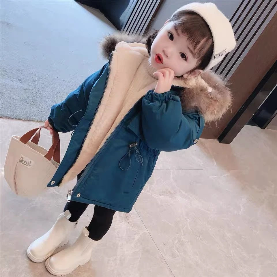 女宝宝冬装外套2023年新款洋气儿童加绒加厚小童棉衣女童派克棉服
