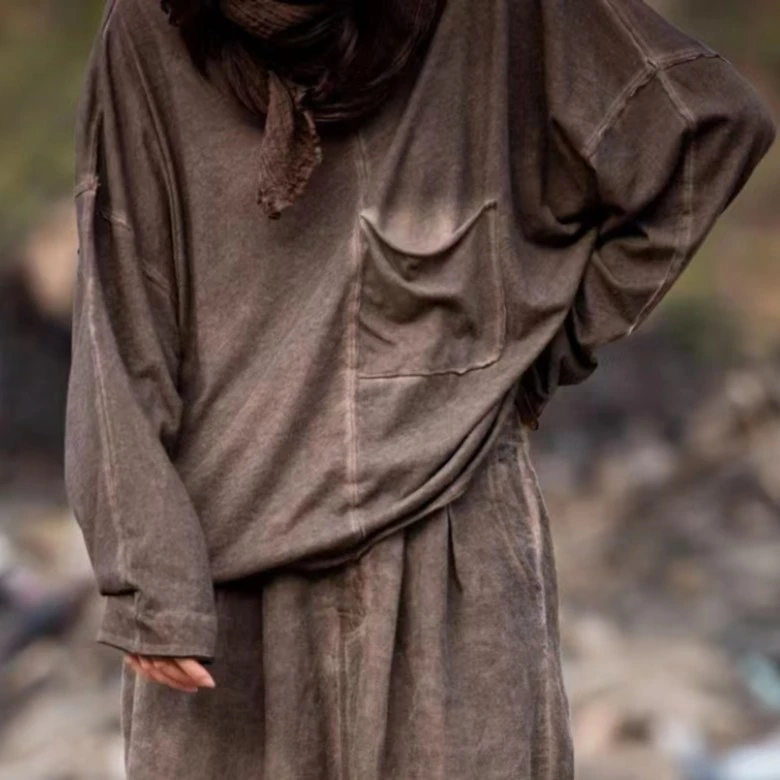 【麻依者】#106慵懒植物染T恤68/145长袖