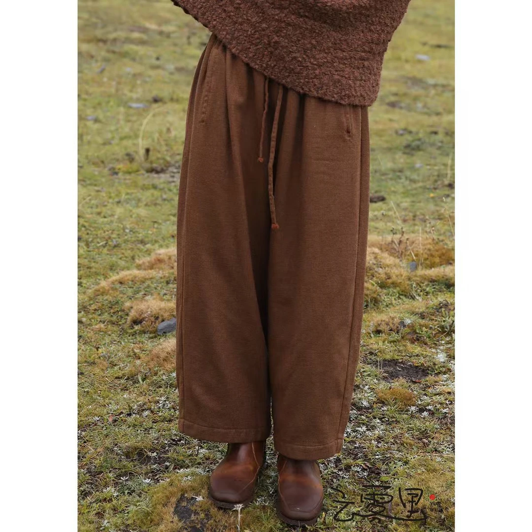 【云雾里】3016羊毛亚麻双层裤子