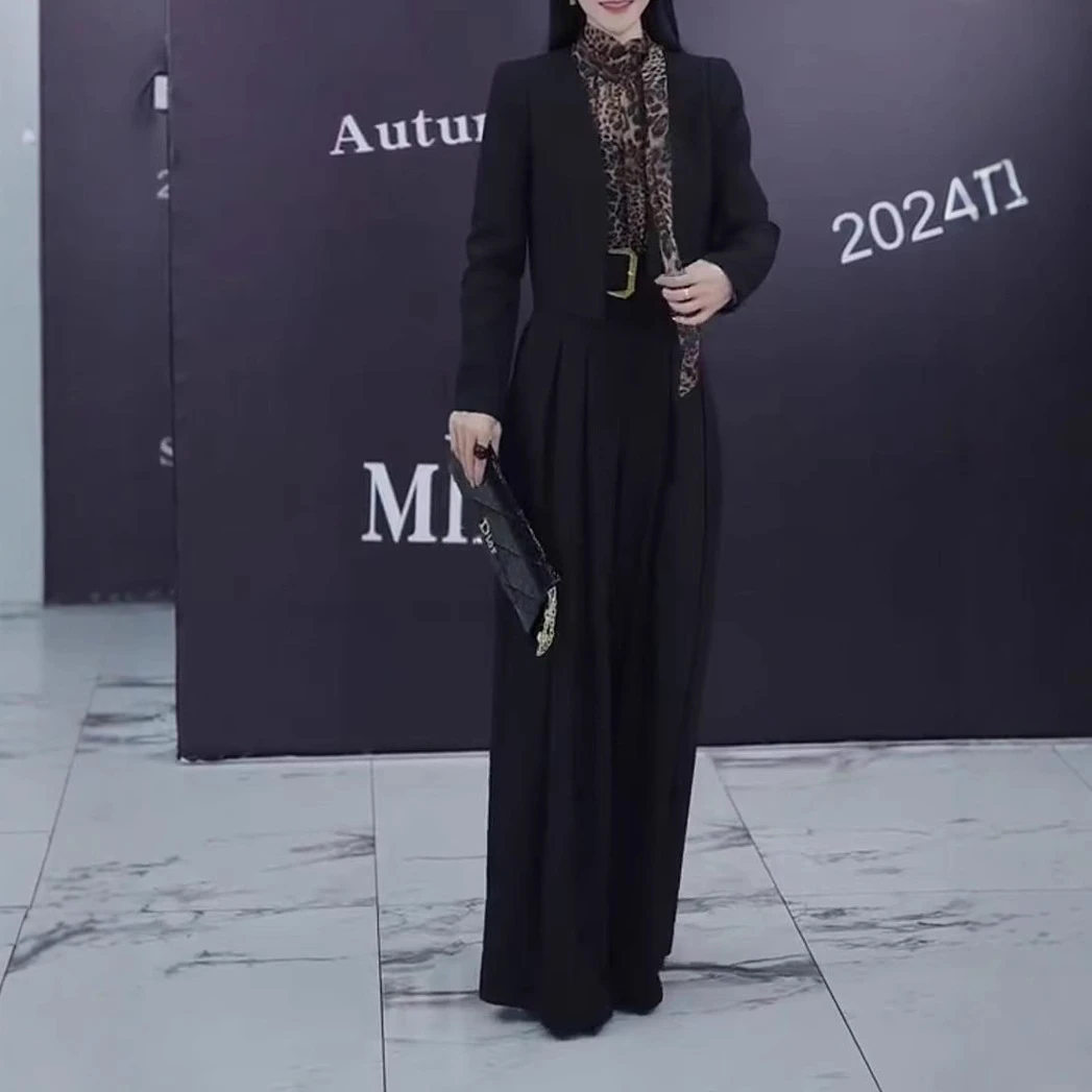 2025秋冬韩版新款御姐范气质时尚高级感休闲百搭短外套阔腿裤套装