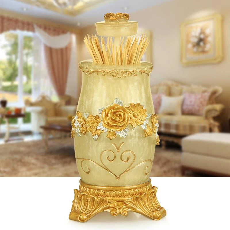 轻奢自动牙签盒按压高档大气乔迁入伙新居家用牙签筒欧式个性创意