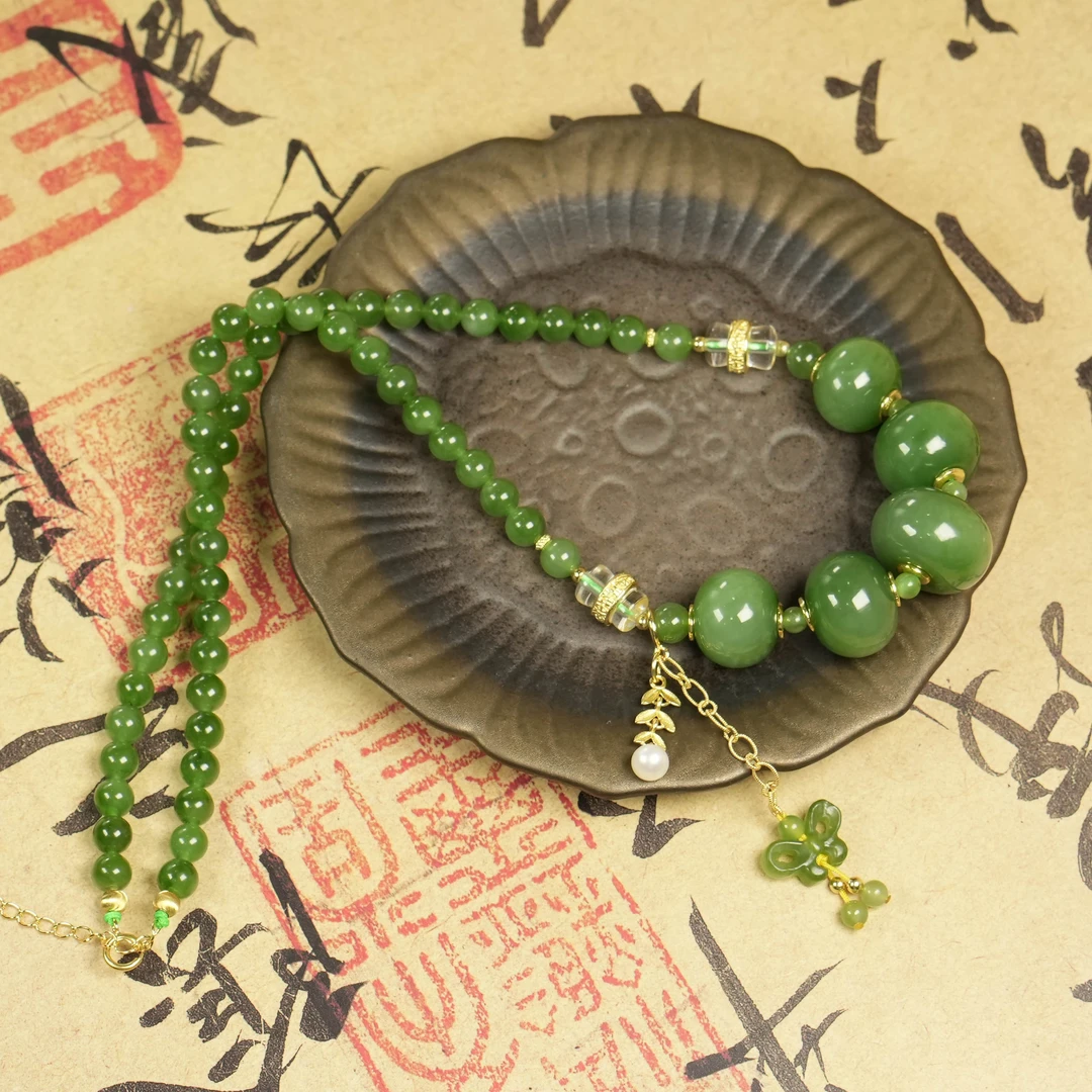 【老掌柜讲珠宝】猫眼五福胖墩/和田玉项链   MDCQ100401