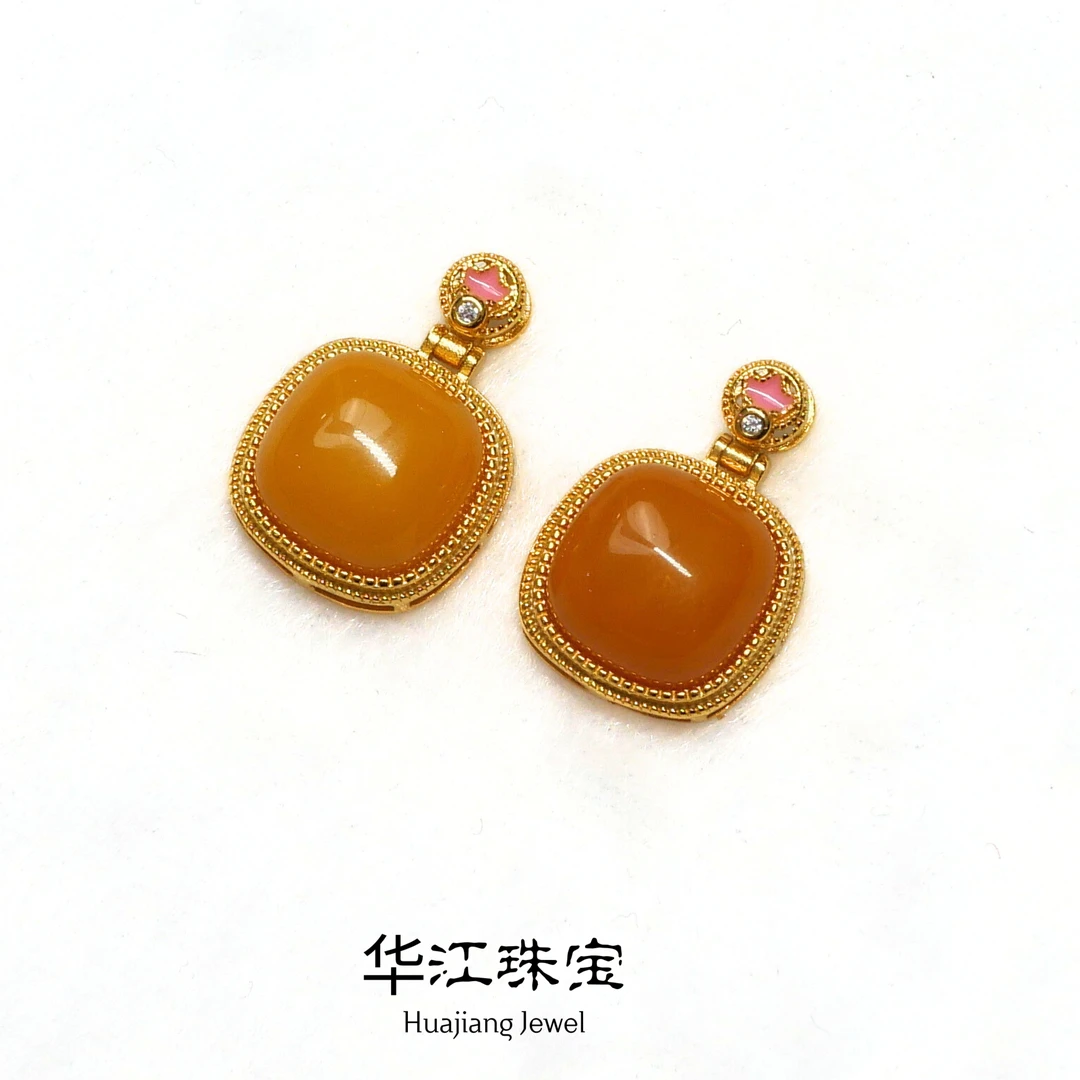 天然俄料蜜蜡S925银方形吊坠（无链）-多样性只发其中一个-V7