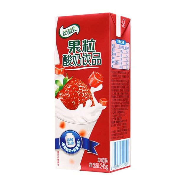 伊利优酸乳 果粒酸奶饮品草莓味245g/盒