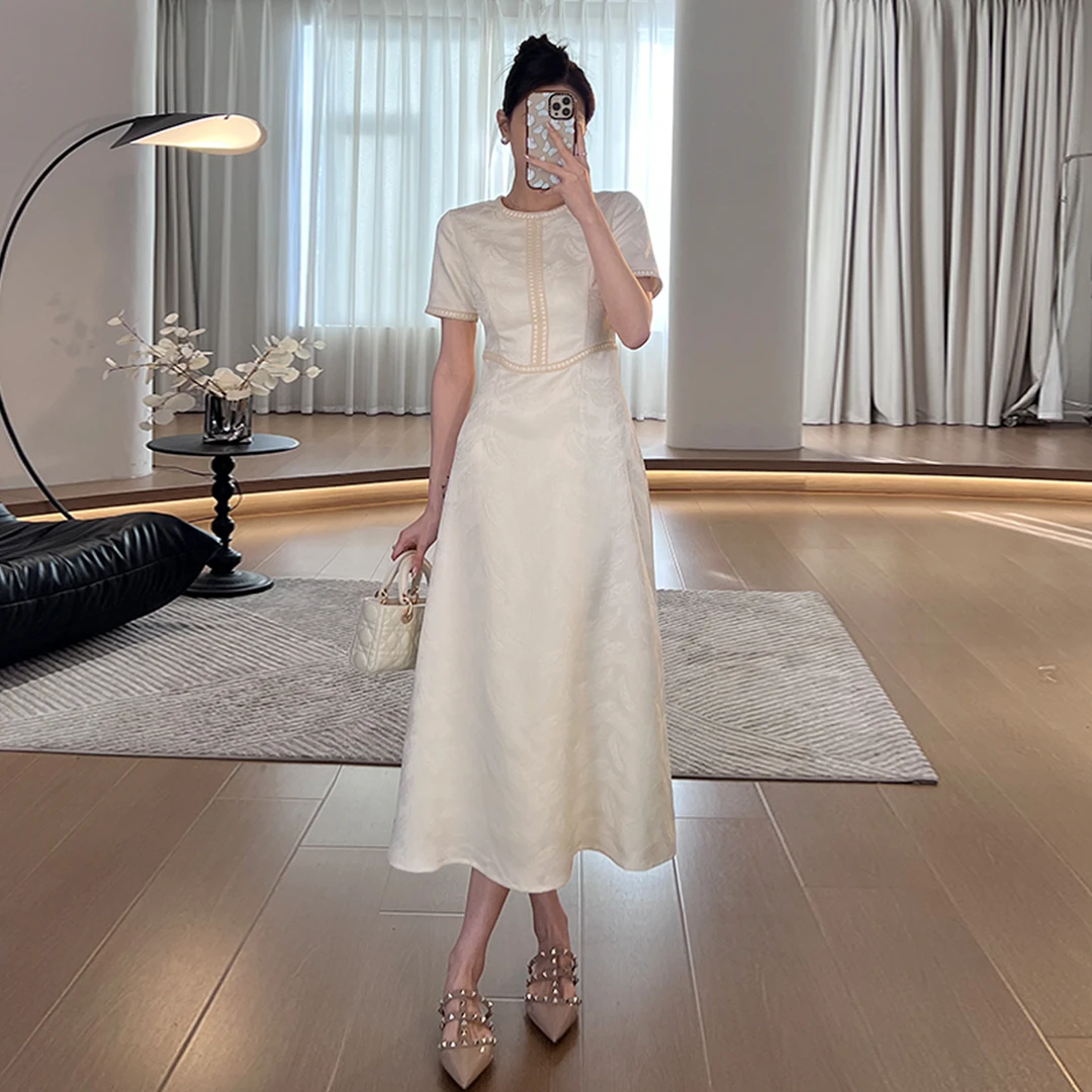 【贝加尔湖畔】轻奢设计显瘦气质女装连衣裙LZ1396