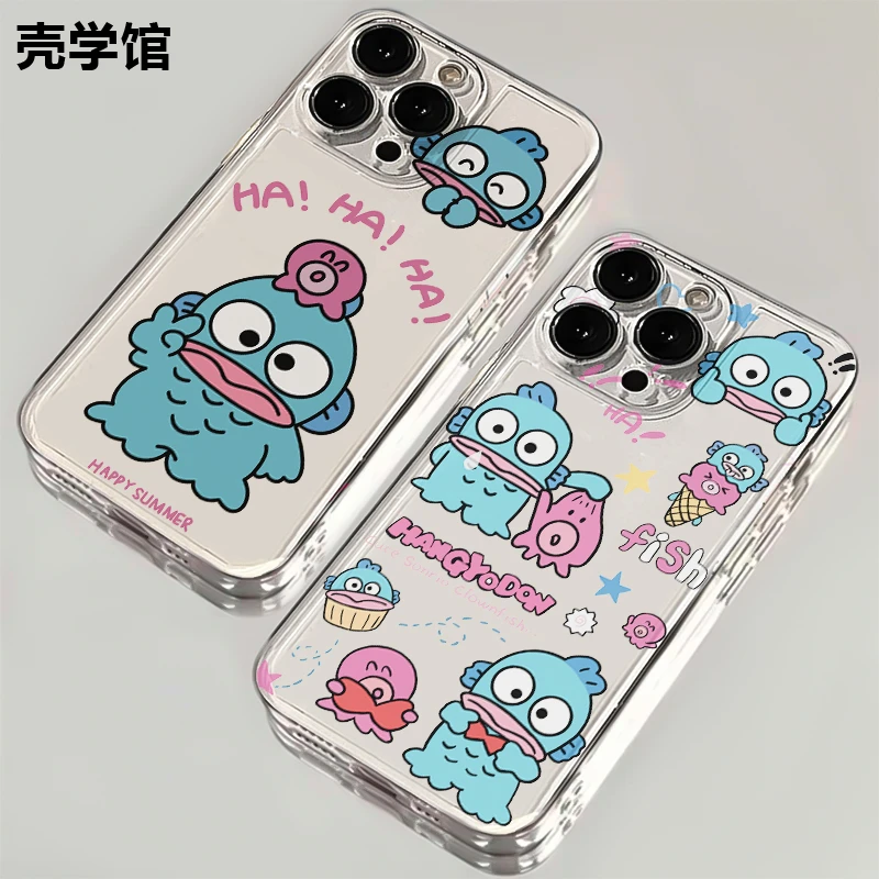 壳学馆大嘴小丑鱼适用苹果15手机壳iPhone14透明13防摔全包12情侣