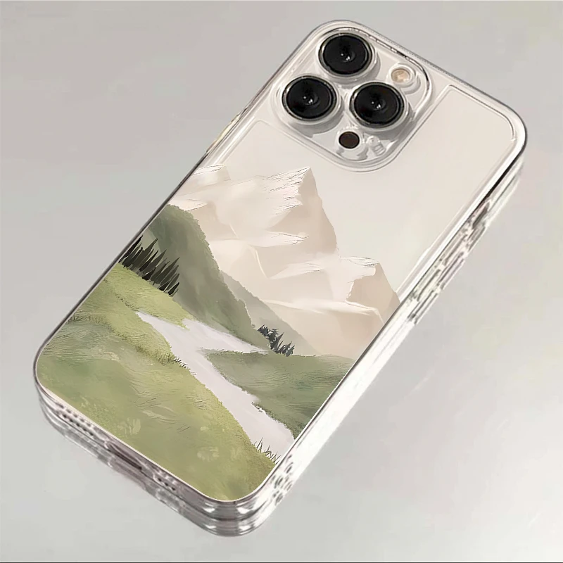 壳马仕山水油画适用于苹果15手机壳iPhone14华为vivo透明红米OPPO