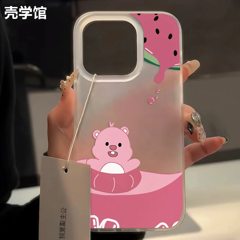 壳学馆西瓜小海狸适用苹果15手机壳iPhone14promax大孔13防摔12潮
