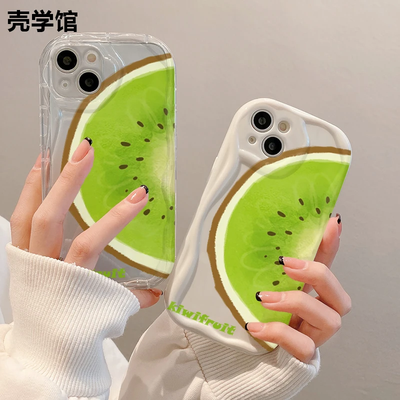 壳学馆夏季猕猴桃适用苹果14手机壳iPhone15promax波浪纹13防摔12