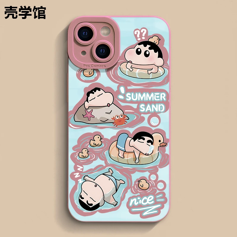 壳学馆游泳小新适用苹果15手机壳iphone14promax防摔13创意12趣味