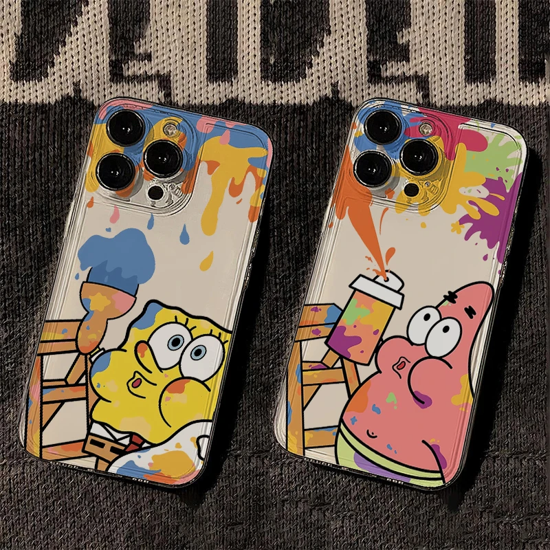 情侣涂鸦海绵宝宝iphone15p苹果14pro手机壳华为vivo小米oppo荣耀