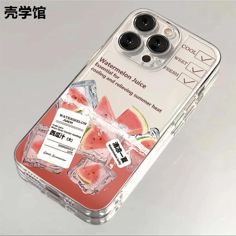 壳学馆清凉西瓜适用iphone15苹果14手机壳华为vivo小米oppo软套女