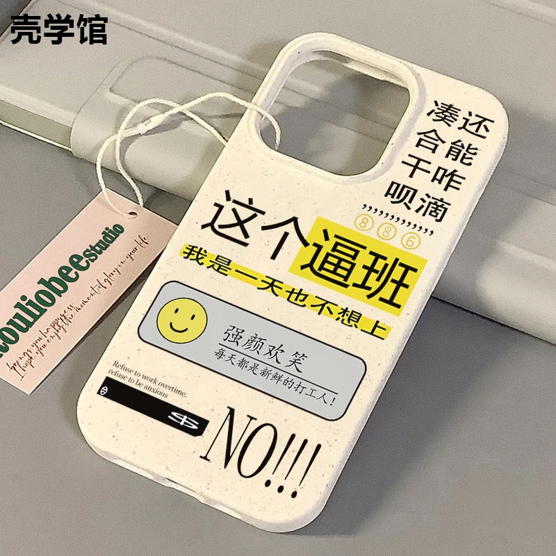 壳学馆这个逼班用苹果15手机壳iPhone14promax小麦壳软胶13创意12
