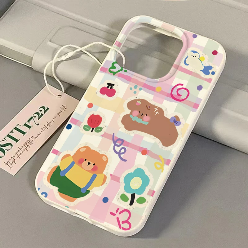 壳学馆田园风碎花小狗适用苹果15手机壳iPhone14promax小麦软胶13