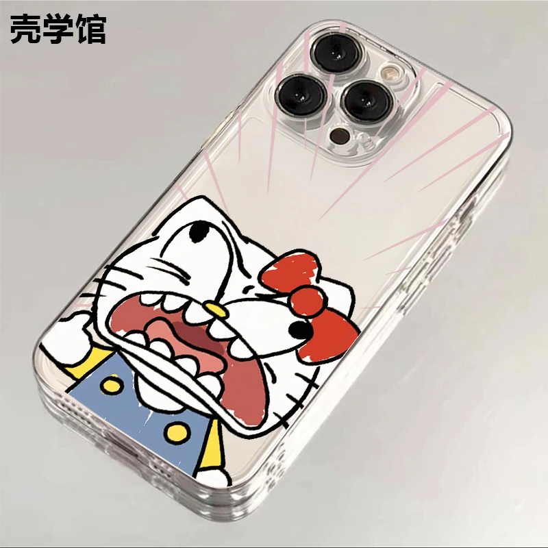 壳学馆疯狂凯蒂猫适用苹果15手机壳iPhone14透明13防摔全包12创意