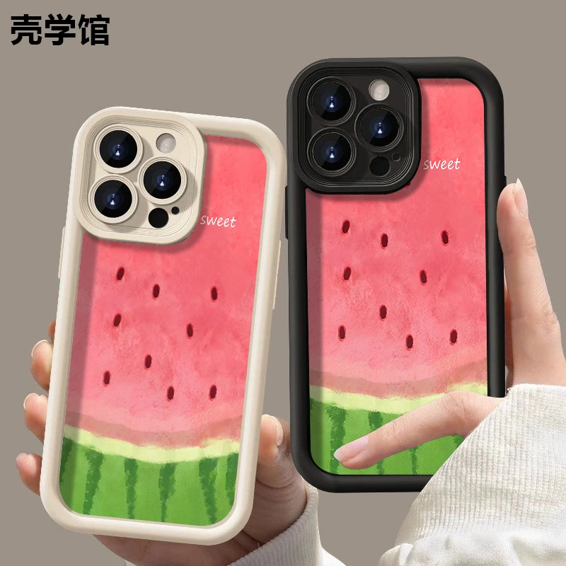 壳学馆有籽西瓜适用苹果15手机壳iPhone14promax磨砂13防摔12卡通