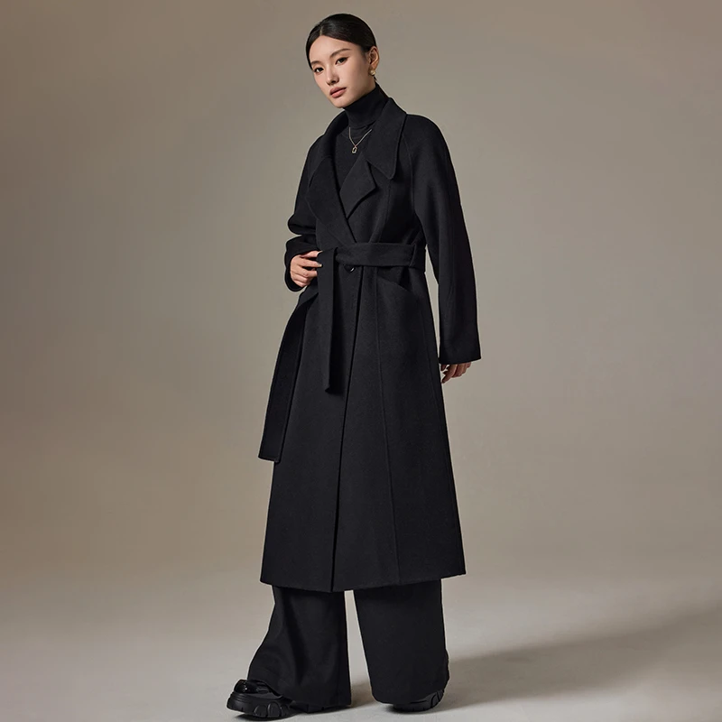 【黑色旋律】高定双面呢绵羊毛大衣2024秋冬新款581030