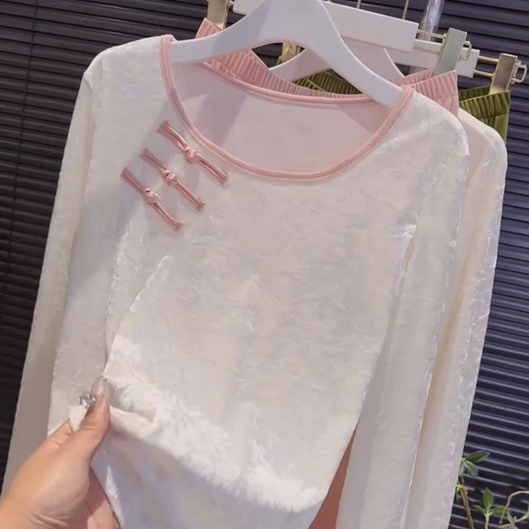 中式复古盘扣丝绒睡衣套装休闲减龄气质家居服两件套