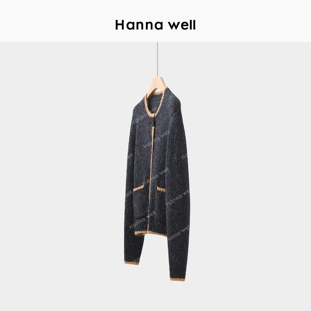 妞姐自制 “糖豆开衫” 复古含羊毛花纱柔软保暖针织衫 KS4D10926