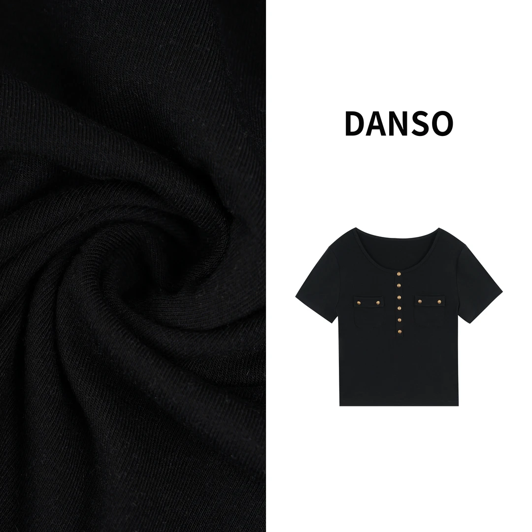 DANSO【柳钉T】玉美华t恤休闲夏季春夏宽松通勤百搭翻领上衣BB8409