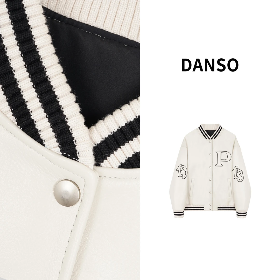 DANSO【波拉特】玉美华小众设计休闲针织美式棒球服外套女 SW0863