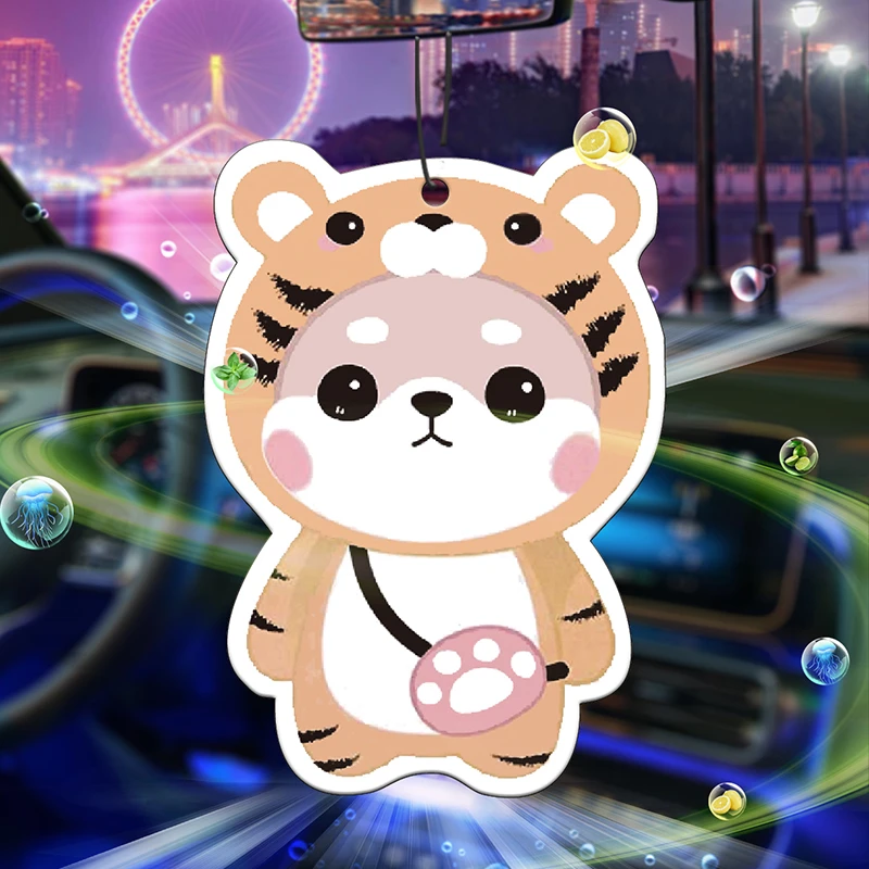 卡通动漫可爱小猫车载香氛持久留香香片挂件后视镜装饰香薰车用