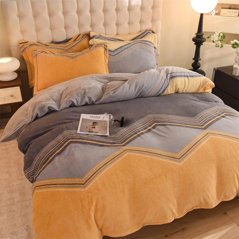 2024新款高级感A类臻棉绒牛奶绒高克重印花冬季加厚珊瑚绒四件套