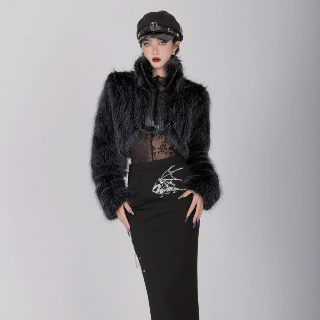 【PUNK RAVE原创】（M）朋克日常毛毛短外套时尚秋冬外套WY-1397ZDF