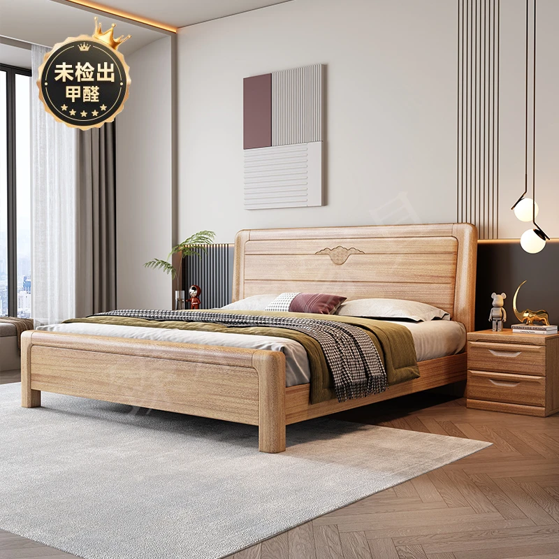330#金丝檀木实木床1.8米主卧双人大床1.5M现代简约高箱储物婚床