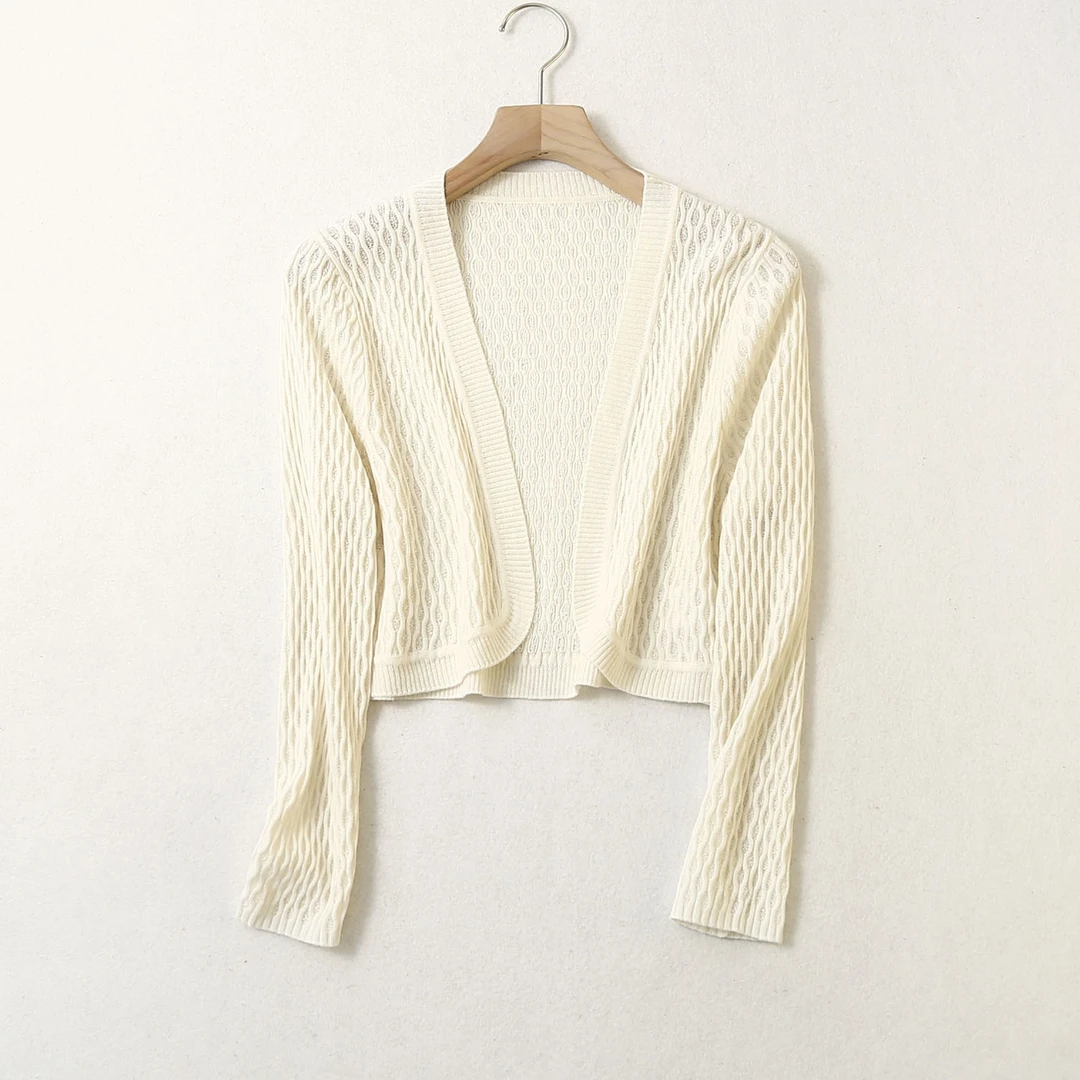 高档娟丝小开衫旗袍外搭披肩短外套坎肩长袖镂空防晒外搭女春夏秋