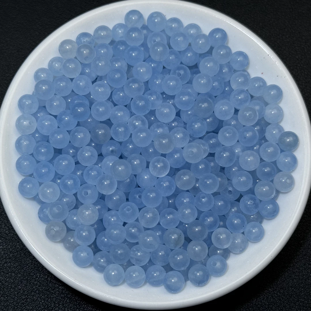 散珠天然海蓝宝 6mm 100颗 随8颗（赠弹力绳）Y014