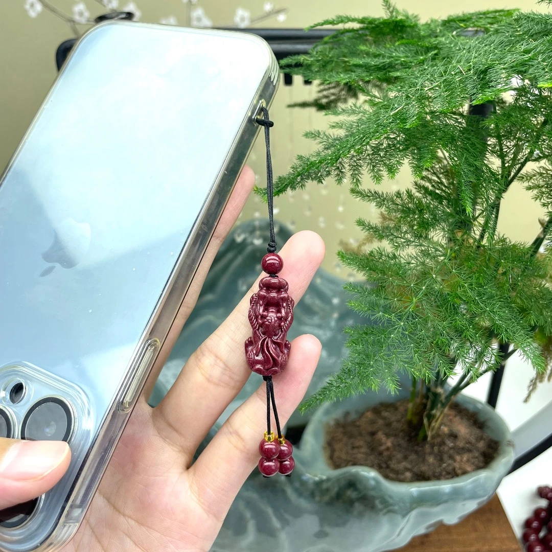 辰砂（处理）紫金色小号鲤鱼貔貅手机挂钥匙扣