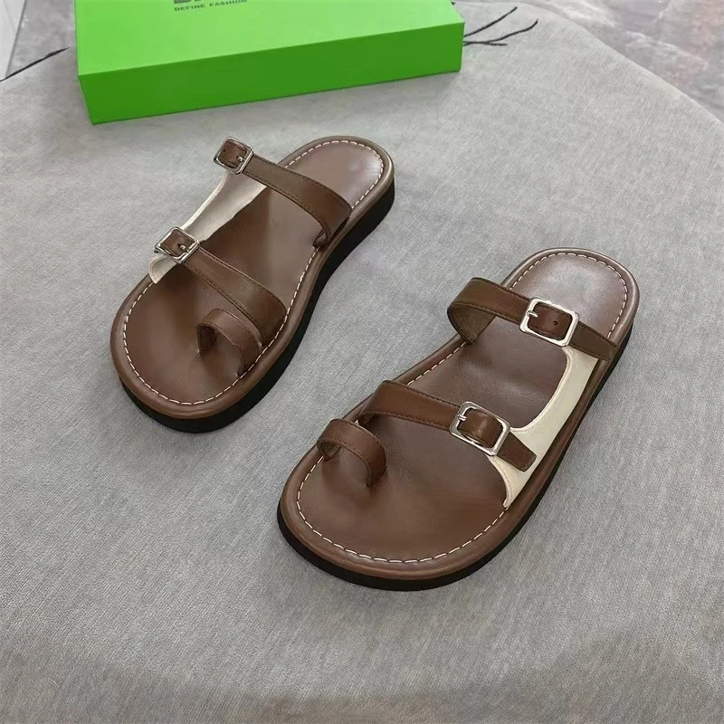 3282海滨度假风沙滩双搭扣条时尚女凉鞋