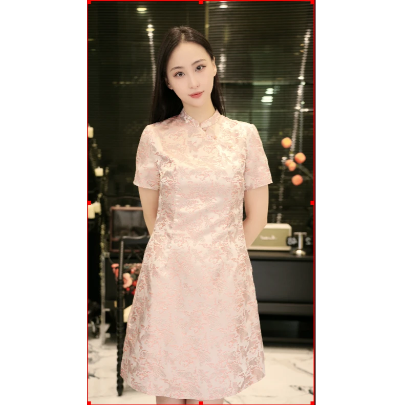 叶赫那拉【仙鹤驾云】真丝旗袍连衣裙气质时尚旗袍裙中式中国风