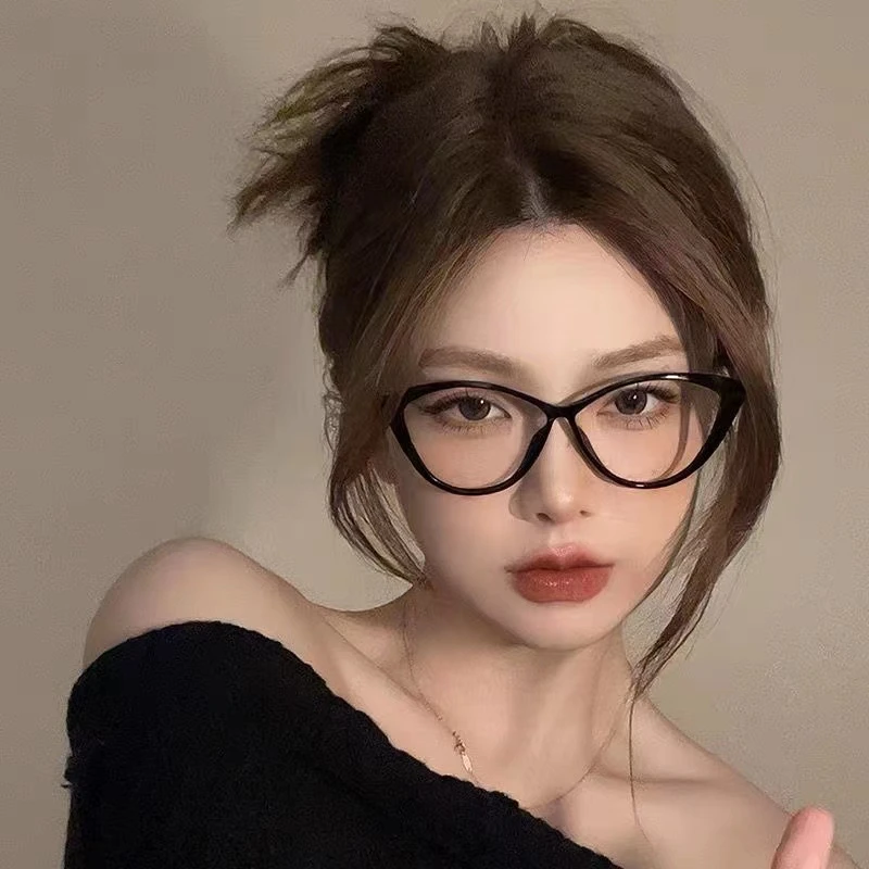 猫眼黑框眼镜框女素颜神器近视可配度数方圆脸超轻大框眼镜显脸小