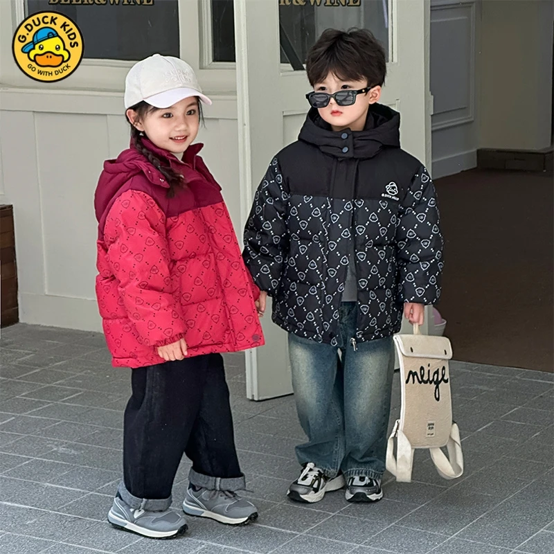 小黄鸭黑金新款加厚羽绒服中小童儿童宝冬季短款鸭绒外套