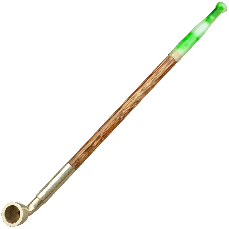 优雅手工金丝竹杆加长玉石玛瑙嘴旱烟袋白铜锅子烟枪烟斗专用