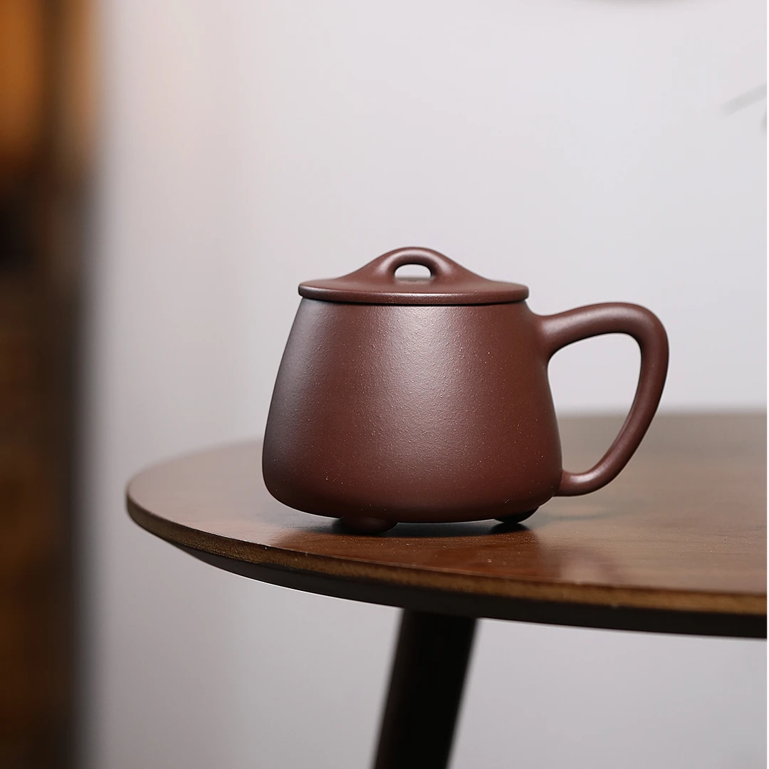 雪涓深井紫泥480毫升原矿手工石瓢光素大容量礼品办公家用