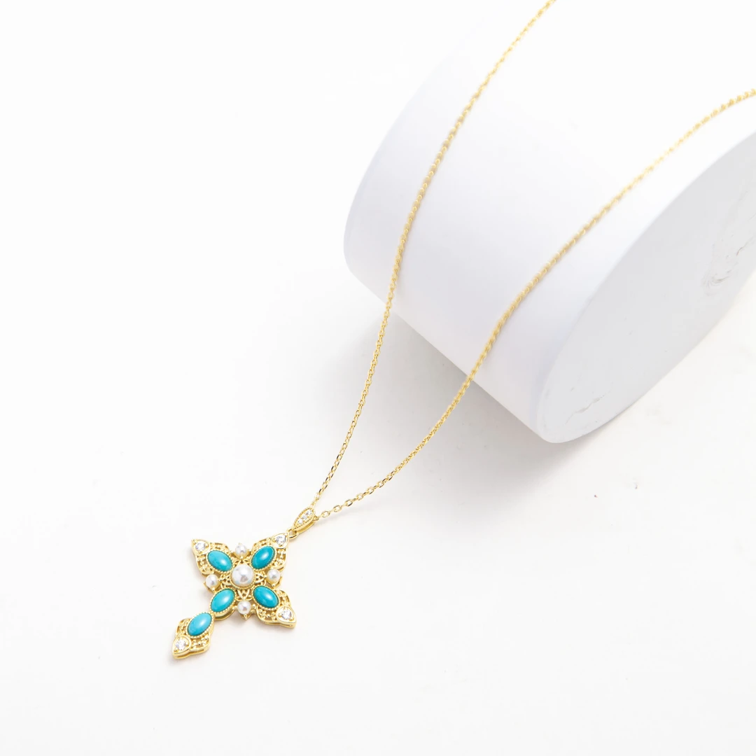 大喻家原创设计原矿绿松石项链轻奢精美百搭气质镶嵌时尚