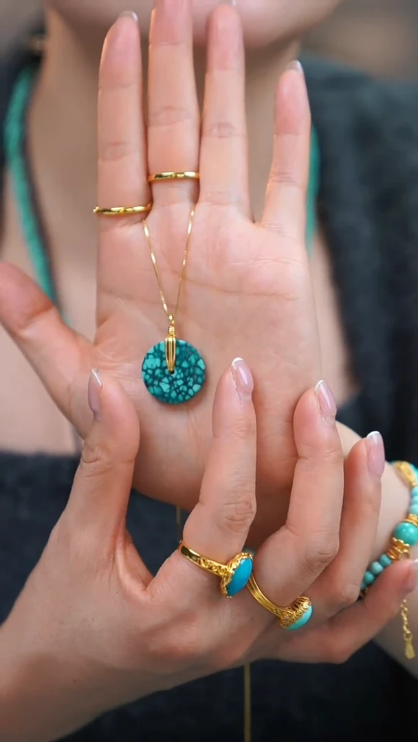 【闪购商品】绿松石吊坠(不含链)18K金镶嵌1