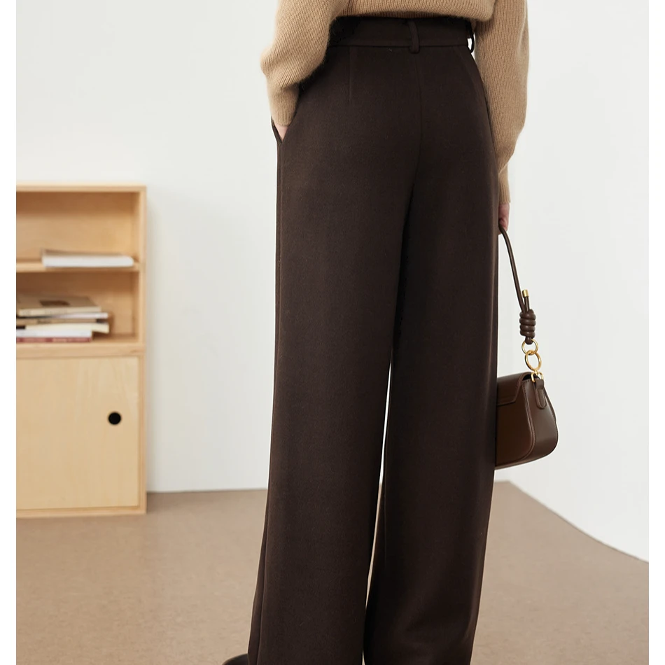 KBNE裤子女款爆款2025新款羊毛混纺宽松慵懒风通勤裤子显瘦直筒裤