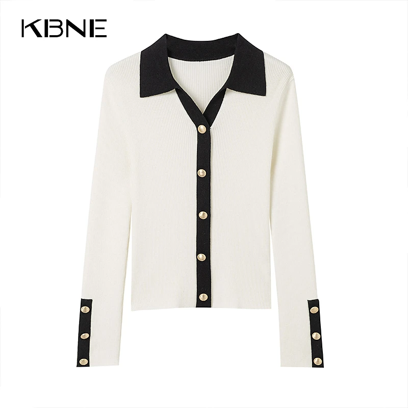 【许半夏专享】   KBNE小香风秋冬长袖翻领毛针织衫7YMS32309205