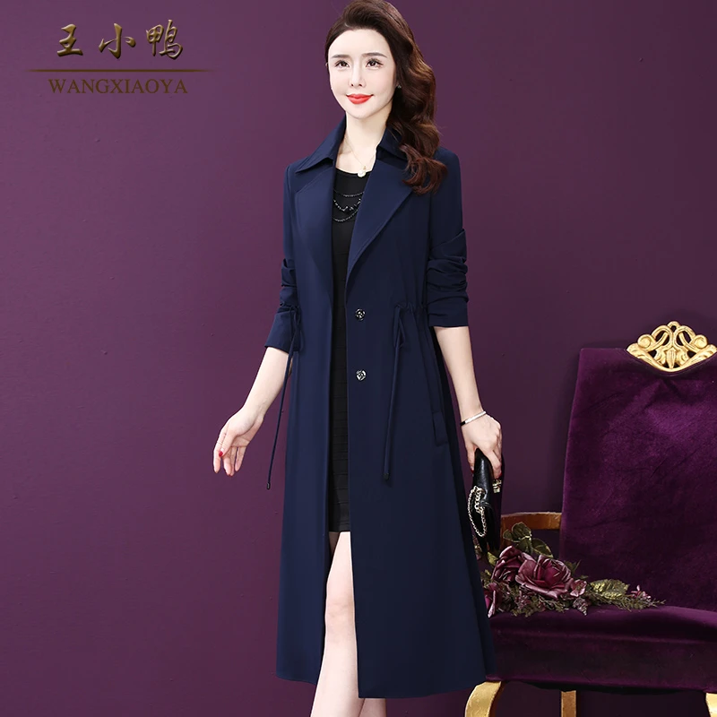 王小鸭W-LY-213Y新款中长款风衣韩版洋气气质时尚妈妈装外套典雅