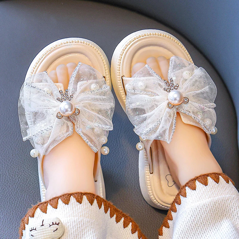 女童凉拖鞋2024夏季新款韩版洋气网纱女孩公主鞋软底防滑儿童鞋子