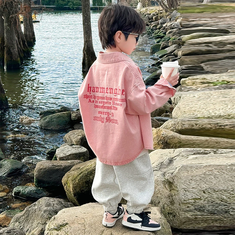 男童衬衫外套春装2025新款儿童春秋款洋气衬衫男孩春季帅气薄款潮