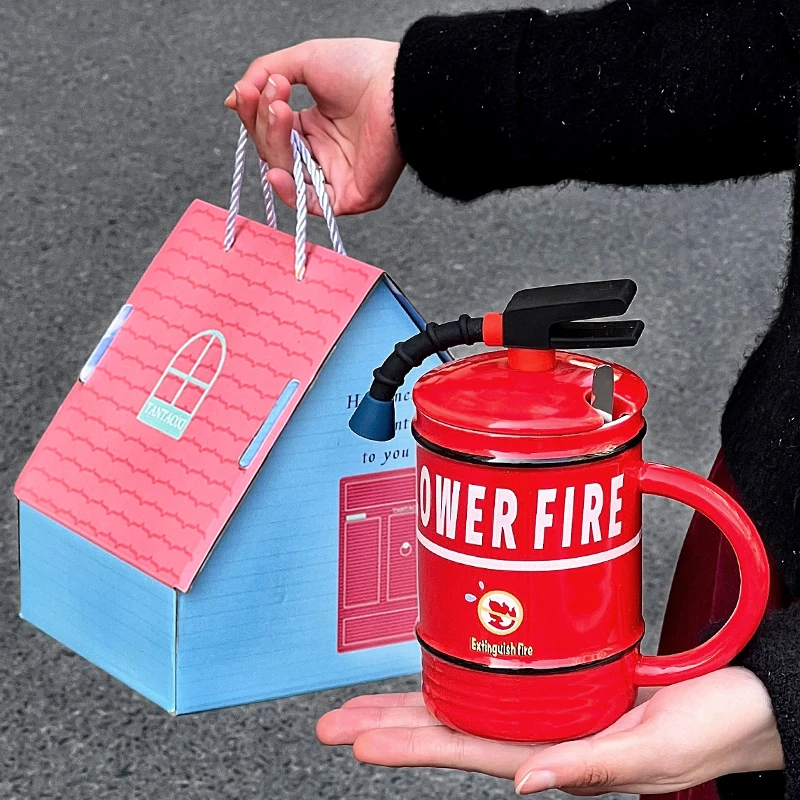 灭火器陶瓷马克杯带盖生日礼物送朋友三八妇女节送员工实用伴手礼